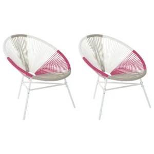 Poltrona Girevole Set 2 Garden Chairs ACAPULCO PE Rattan Fuchsia Pink
