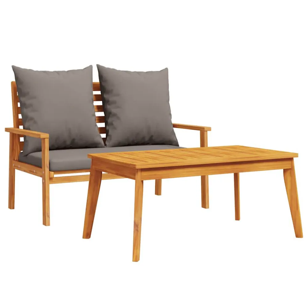 Poltrona Girevole Set da Giardino con Cuscino Legno Massello di Acacia