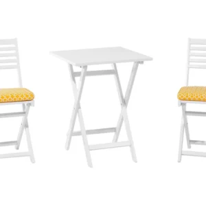 Poltrona Girevole Set da giardino legno bianco con cuscini gialli FIJI