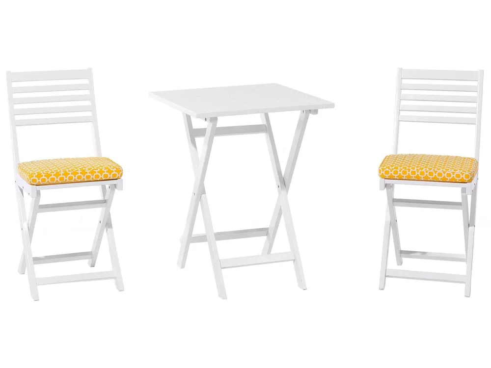 Poltrona Girevole Set da giardino legno bianco con cuscini gialli FIJI