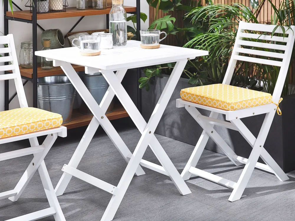 Poltrona Girevole Set da giardino legno bianco con cuscini gialli FIJI