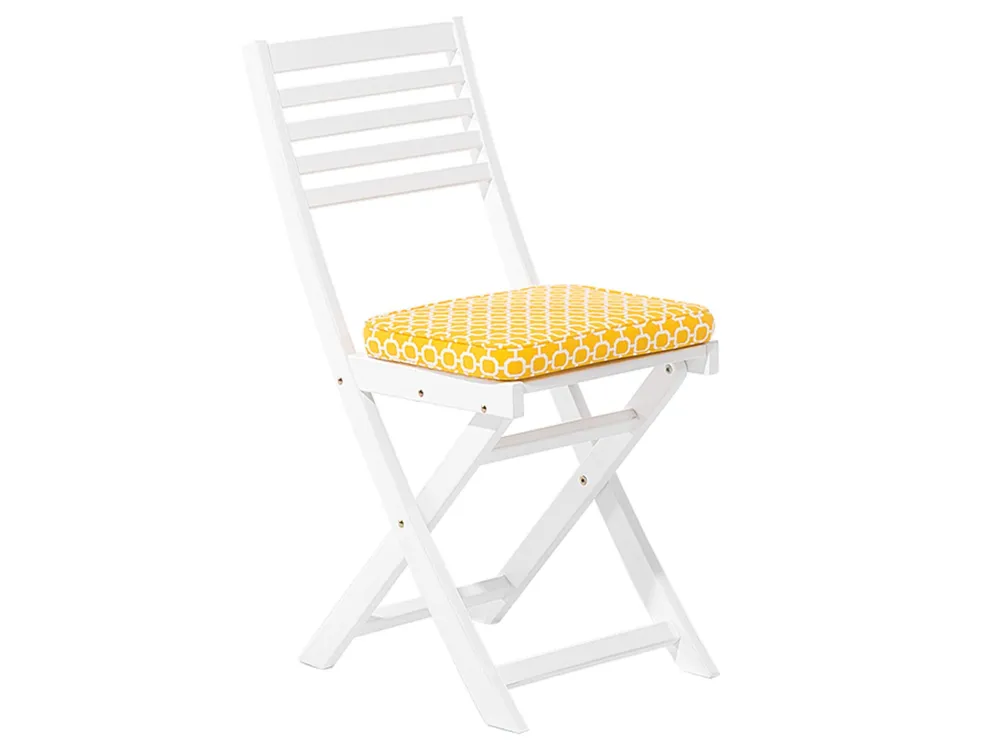 Poltrona Girevole Set da giardino legno bianco con cuscini gialli FIJI