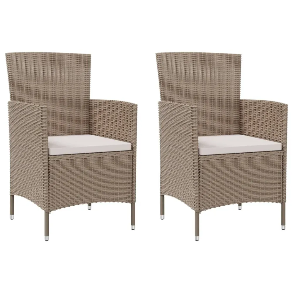 Poltrona Girevole Set Mobili da Giardino 3 pz con Cuscini Polyrattan Sabbia