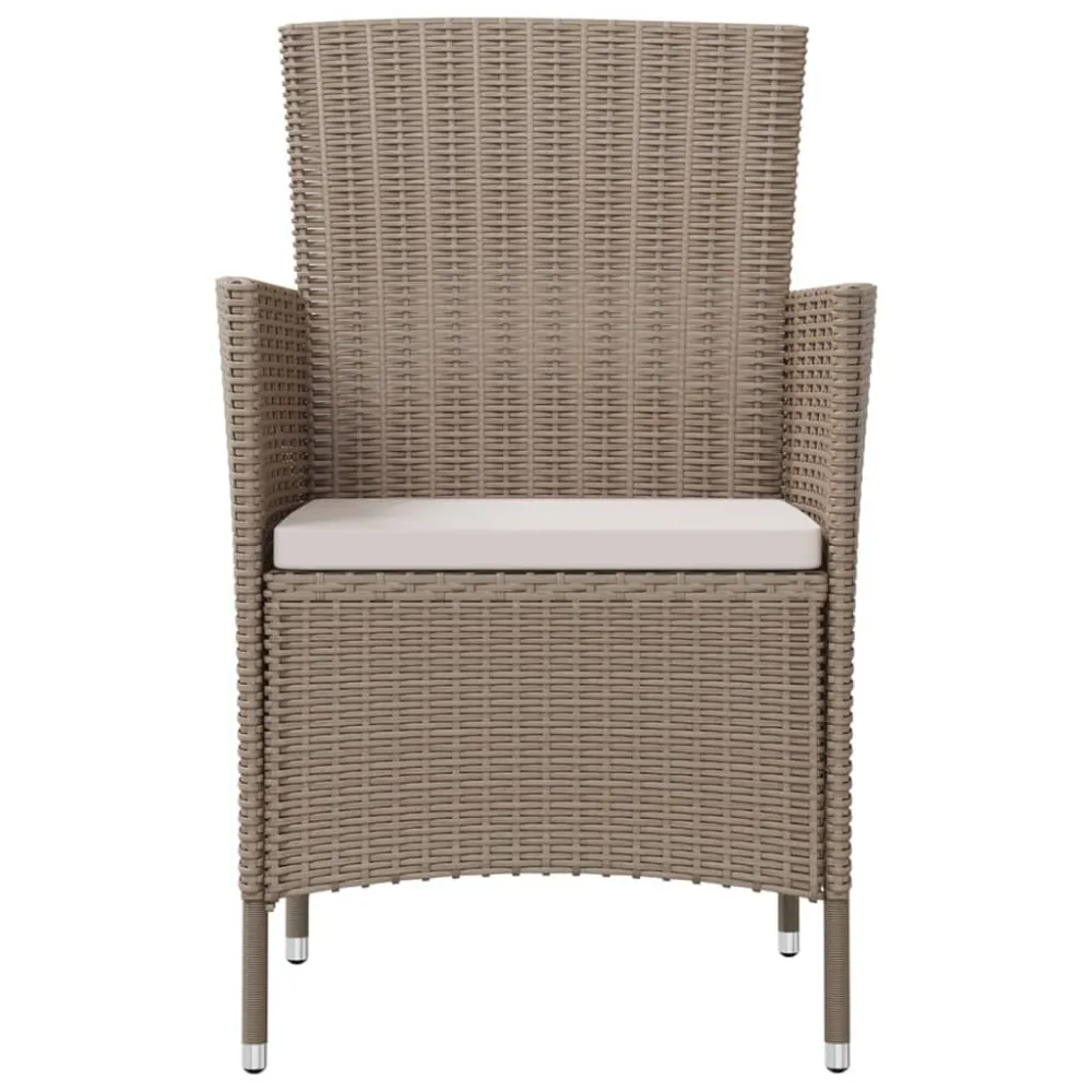Poltrona Girevole Set Mobili da Giardino 3 pz con Cuscini Polyrattan Sabbia