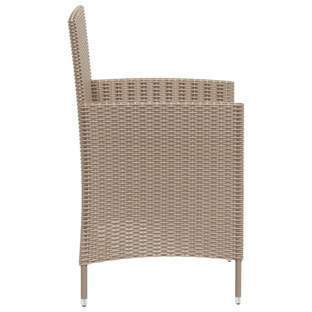 Poltrona Girevole Set Mobili da Giardino 3 pz con Cuscini Polyrattan Sabbia