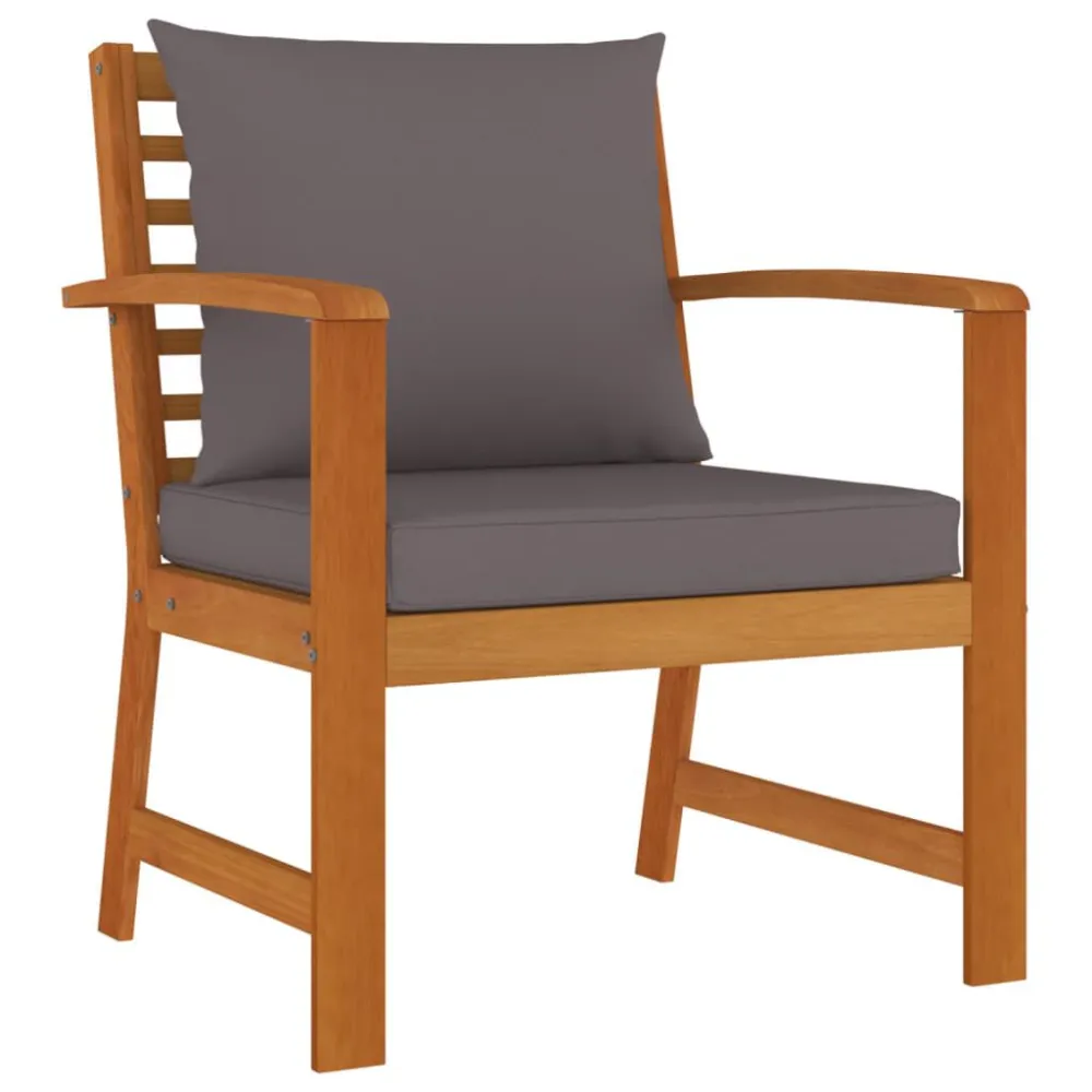 Poltrona Girevole Set da Pranzo Giardino 4pz con Cuscini Legno Massello di Acacia