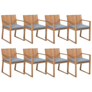 Poltrona Girevole Set di 8 sedie da giardino con cuscini SASSARI Legno d'acacia Blu