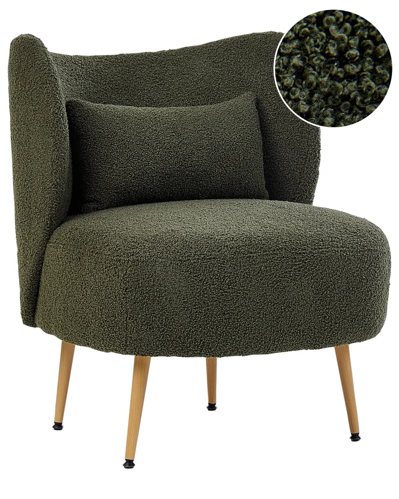 Poltrona OTSBY II con cuscino Bouclé Verde tenebroso