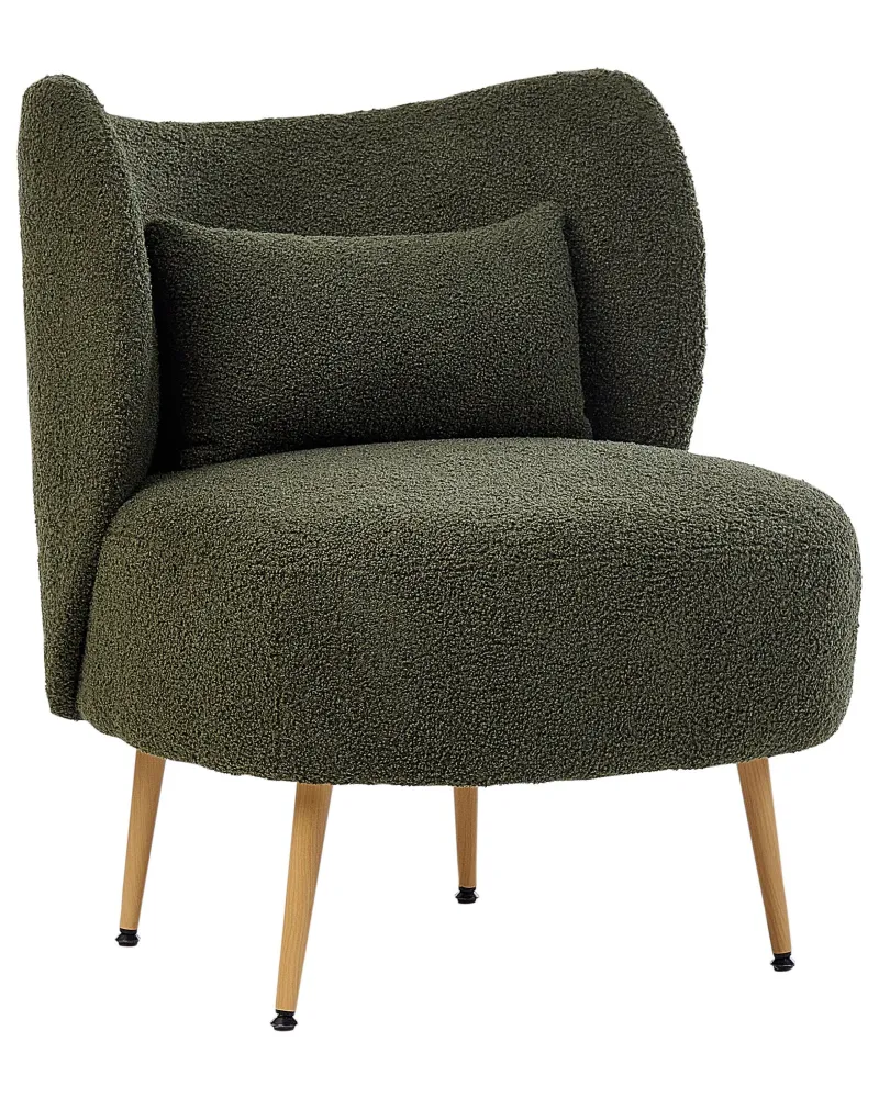 Poltrona OTSBY II con cuscino Bouclé Verde tenebroso