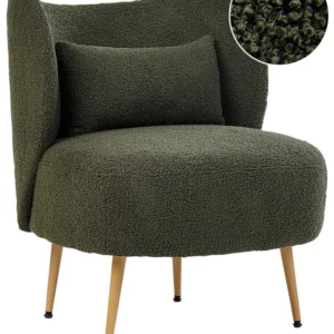 Poltrona OTSBY II con cuscino Bouclé Verde fosco con Struttura Acciaio