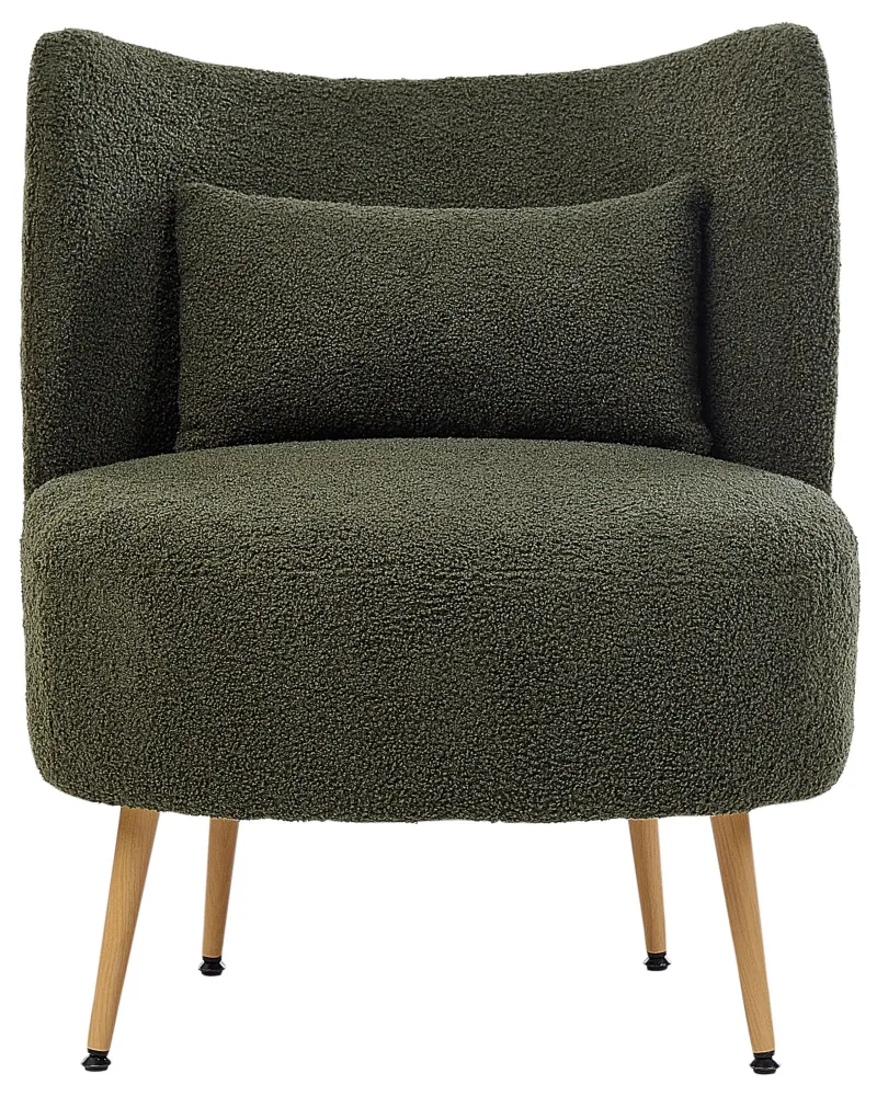 Poltrona OTSBY II con cuscino Bouclé Verde fosco con Struttura Acciaio