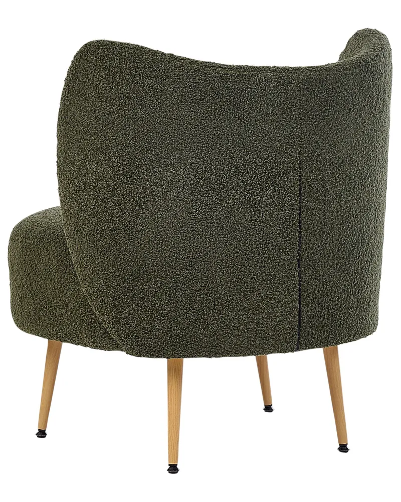 Poltrona OTSBY II con cuscino Bouclé Verde fosco con Struttura Acciaio