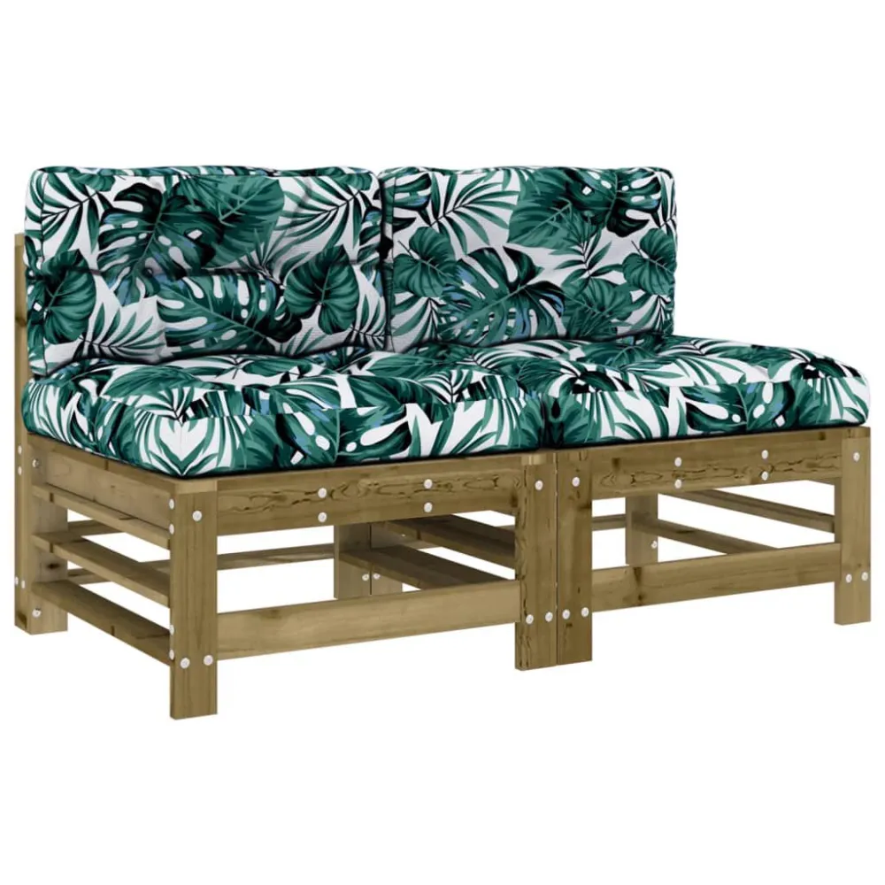 Premium Resina Sintetica Divani Centrali con Cuscini 2 pz Legno Impregnato di Pino