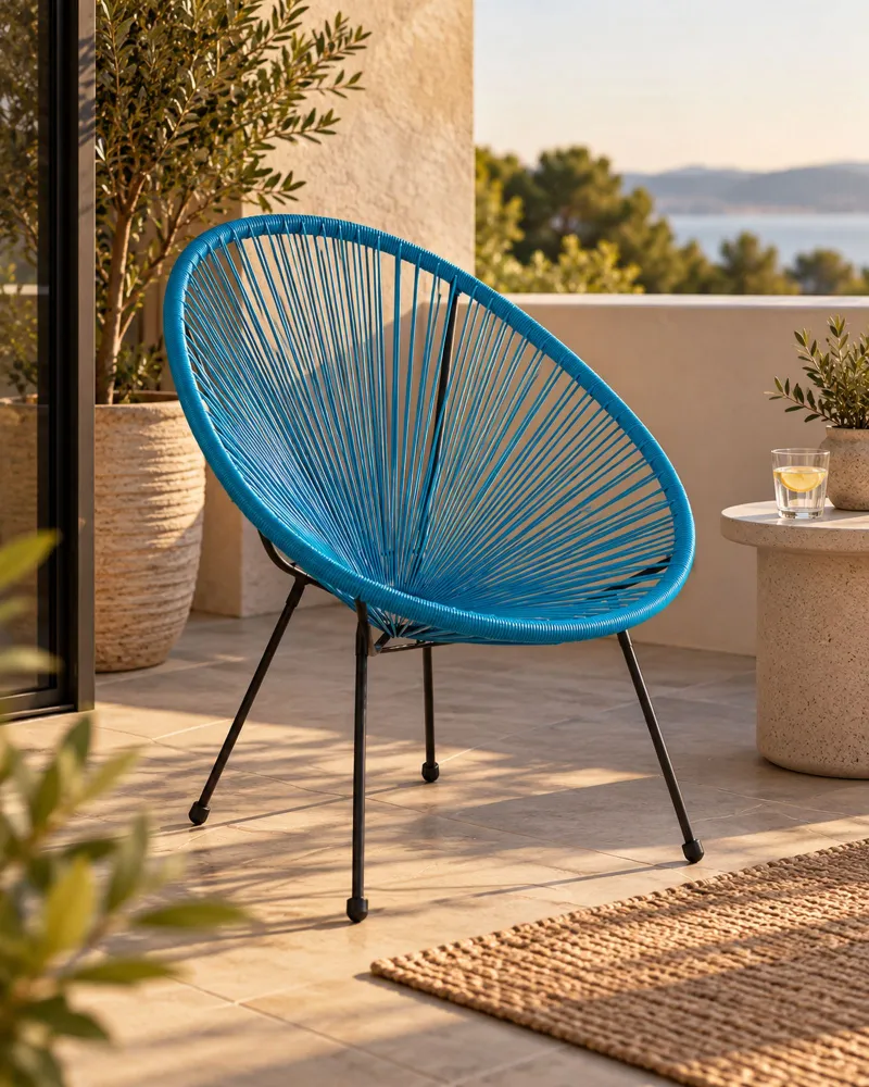 Premium Resina Sintetica Garden Chair ACAPULCO II PE Rattan Blue