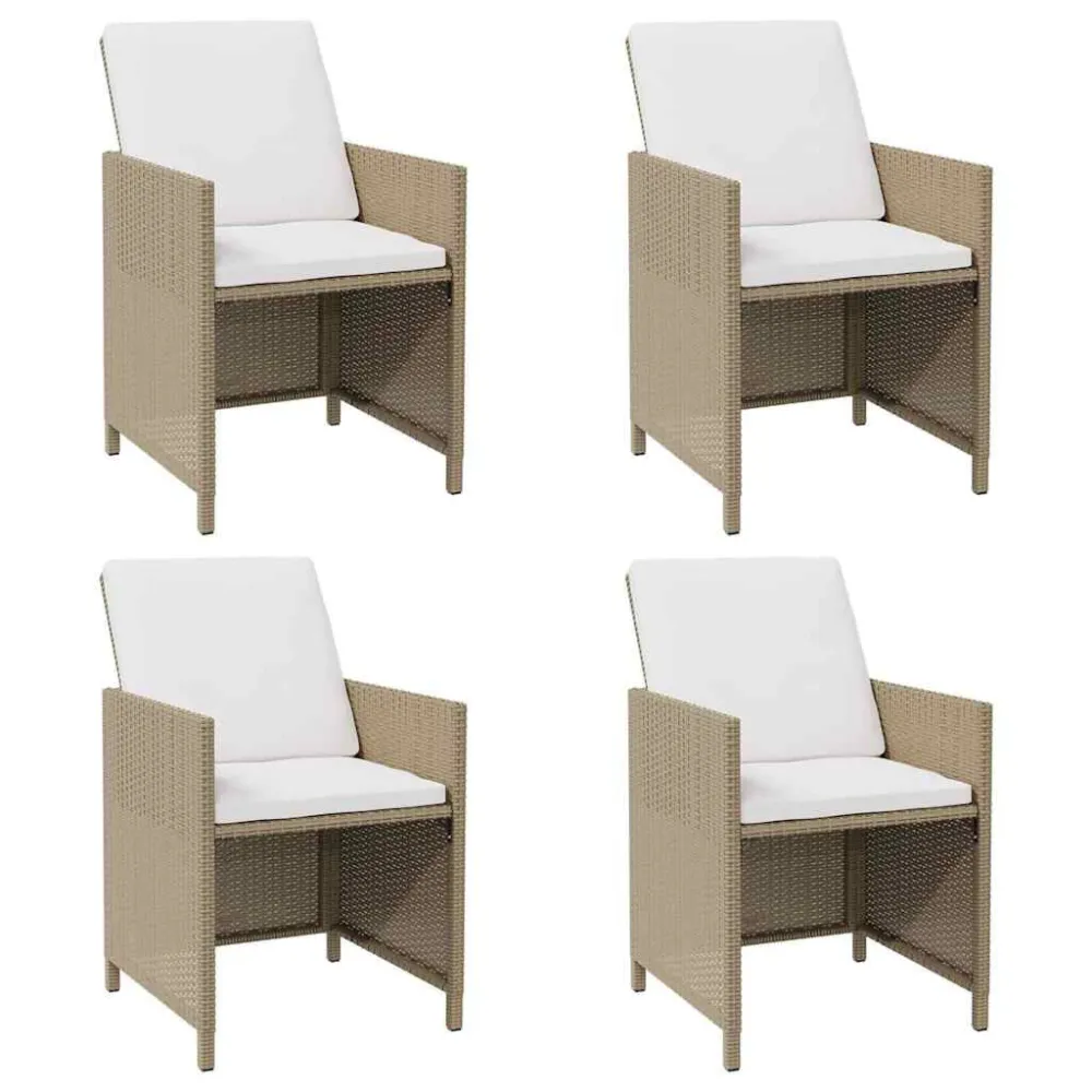 Premium Resina Sintetica Sedie da Giardino con Cuscini 4 pz Polyrattan Camoscio