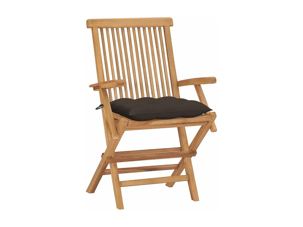 Premium Resina Sintetica Sedie da giardino con cuscini tortora 4 pz. Legno massello di teak