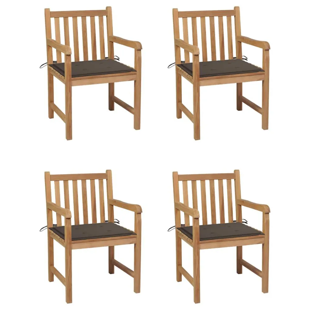 Premium Resina Sintetica Sedie da Giardino 4 pz con Cuscini Talpa Massello di Teak