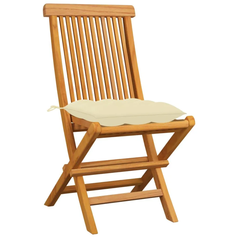 Premium Resina Sintetica Sedie da Giardino e Cuscini Bianco Crema 8 pz Massello di Teak