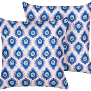 Premium Resina Sintetica Set di 2 cuscini da esterno blu e rosa 45 x 45 cm CERIANA