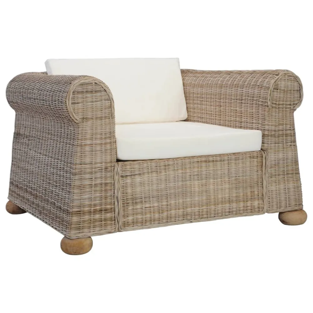 Premium Resina Sintetica Set di Divani 3 pz con Cuscini Rattan Naturale