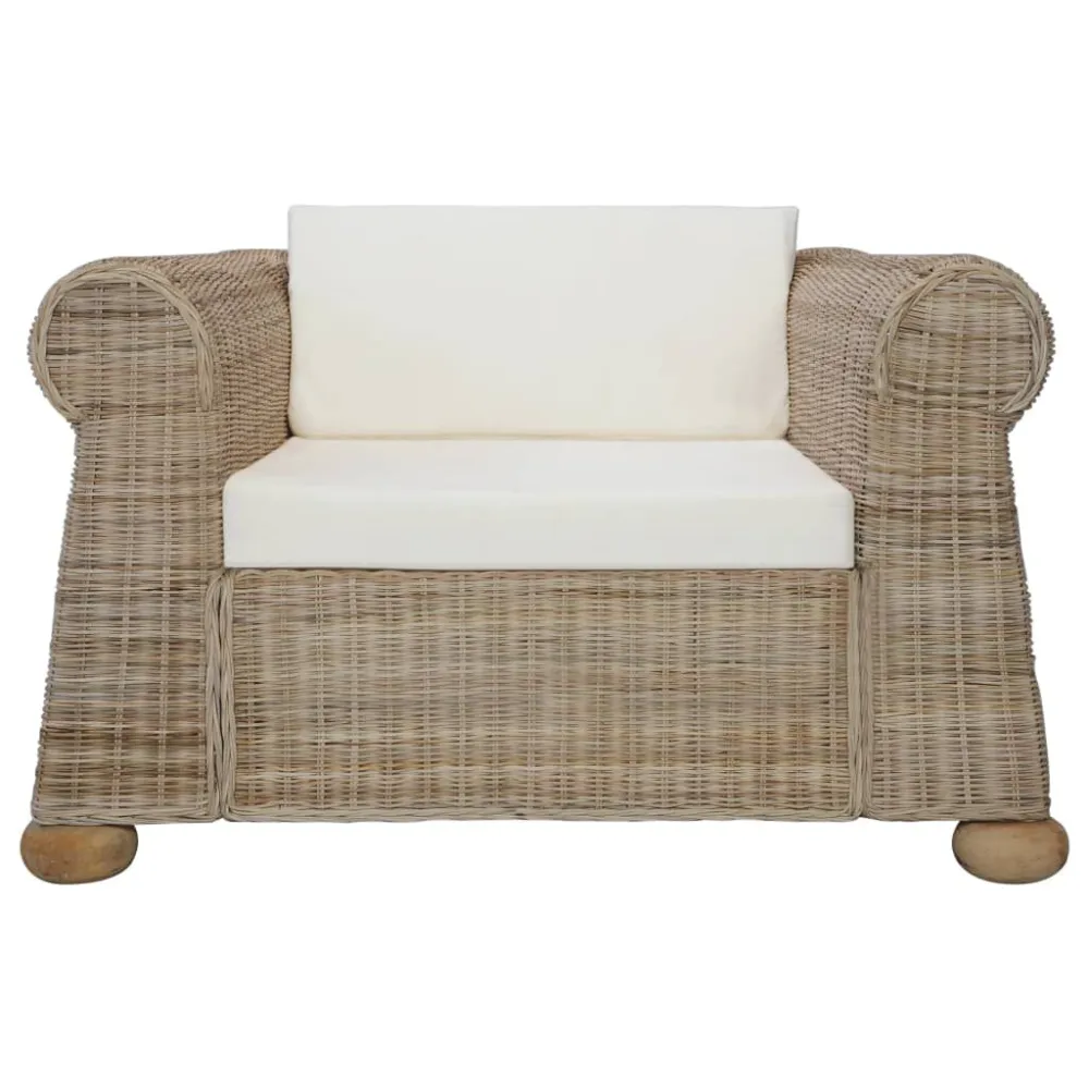 Premium Resina Sintetica Set di Divani 3 pz con Cuscini Rattan Naturale