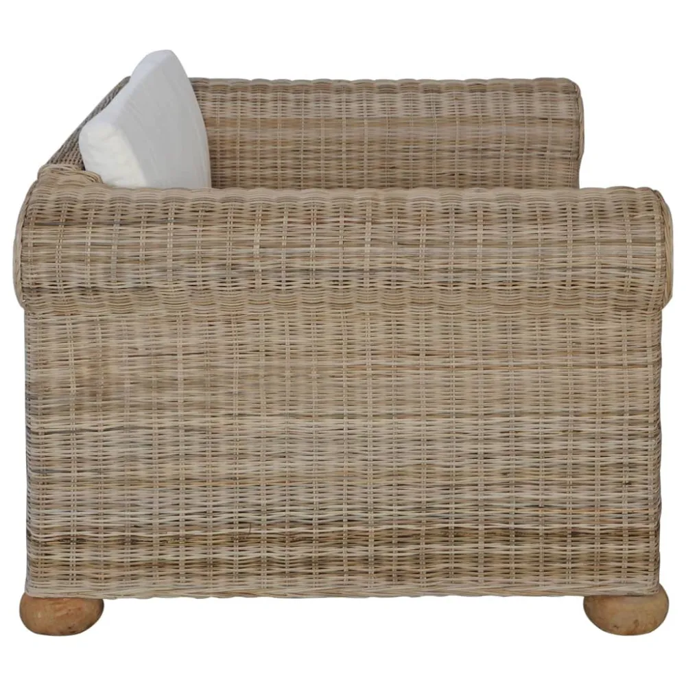 Premium Resina Sintetica Set di Divani 3 pz con Cuscini Rattan Naturale