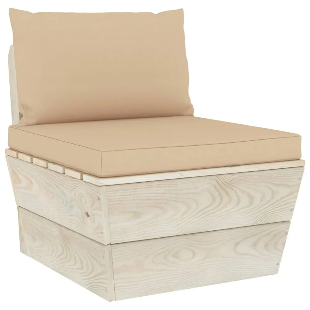 Premium Resina Sintetica Set Divani da Giardino su Pallet 3 pz con Cuscini Legno Abete