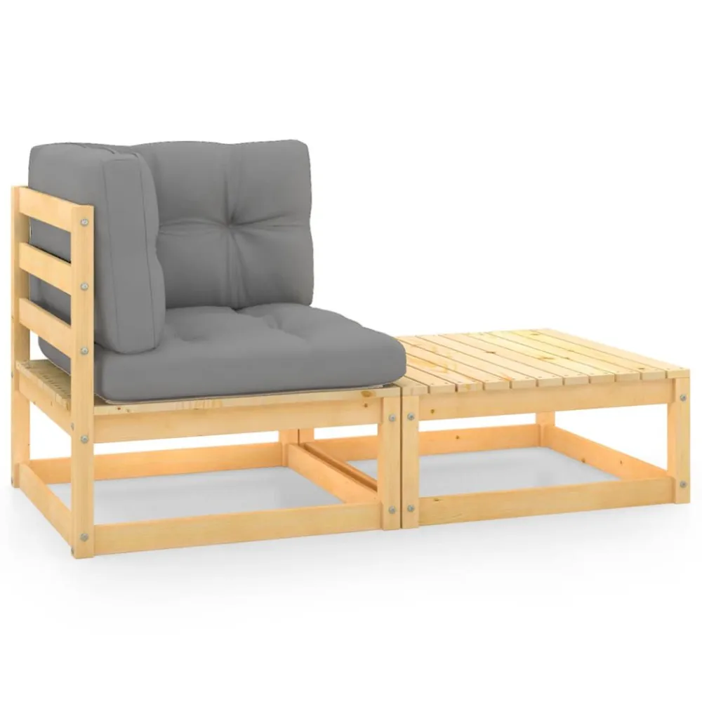Premium Resina Sintetica Set Divani da Giardino 2 pz con Cuscini Legno Massello di Pino