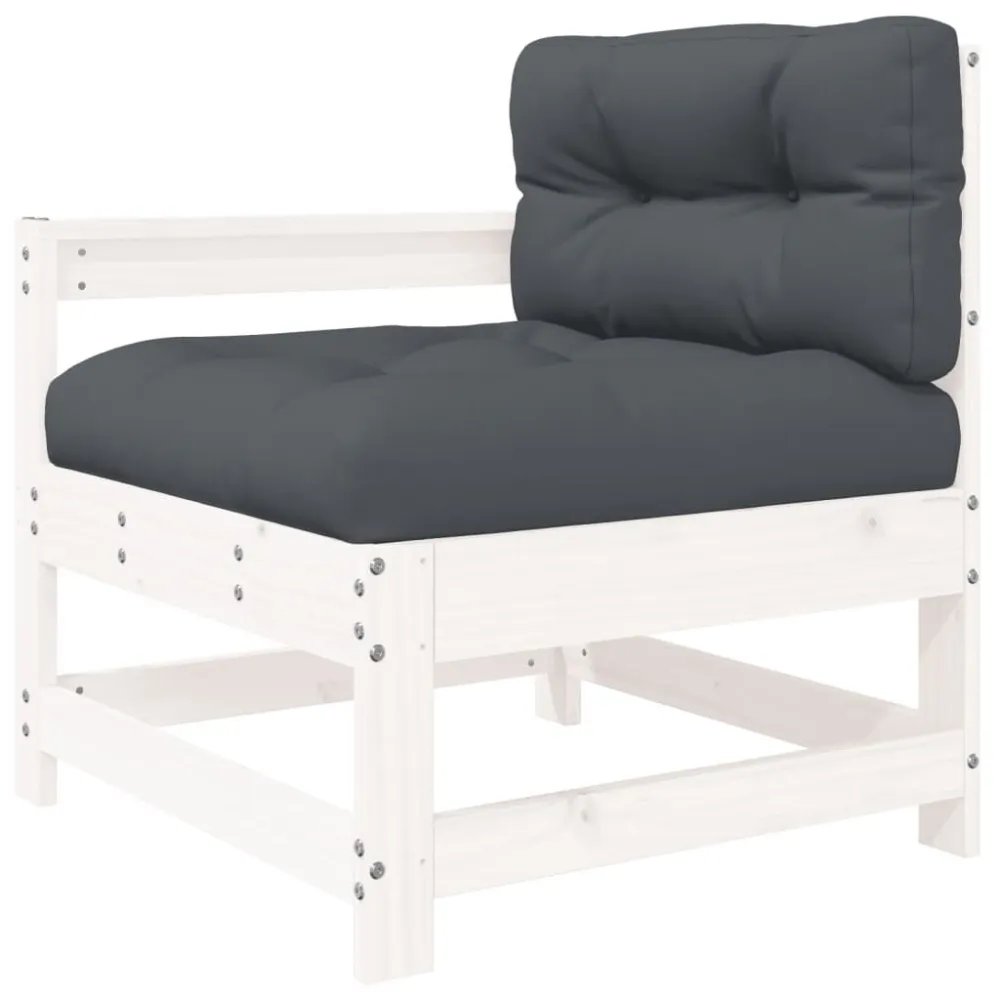 Premium Resina Sintetica Set Divani da Giardino 7pz con Cuscini Legno Massello Bianco