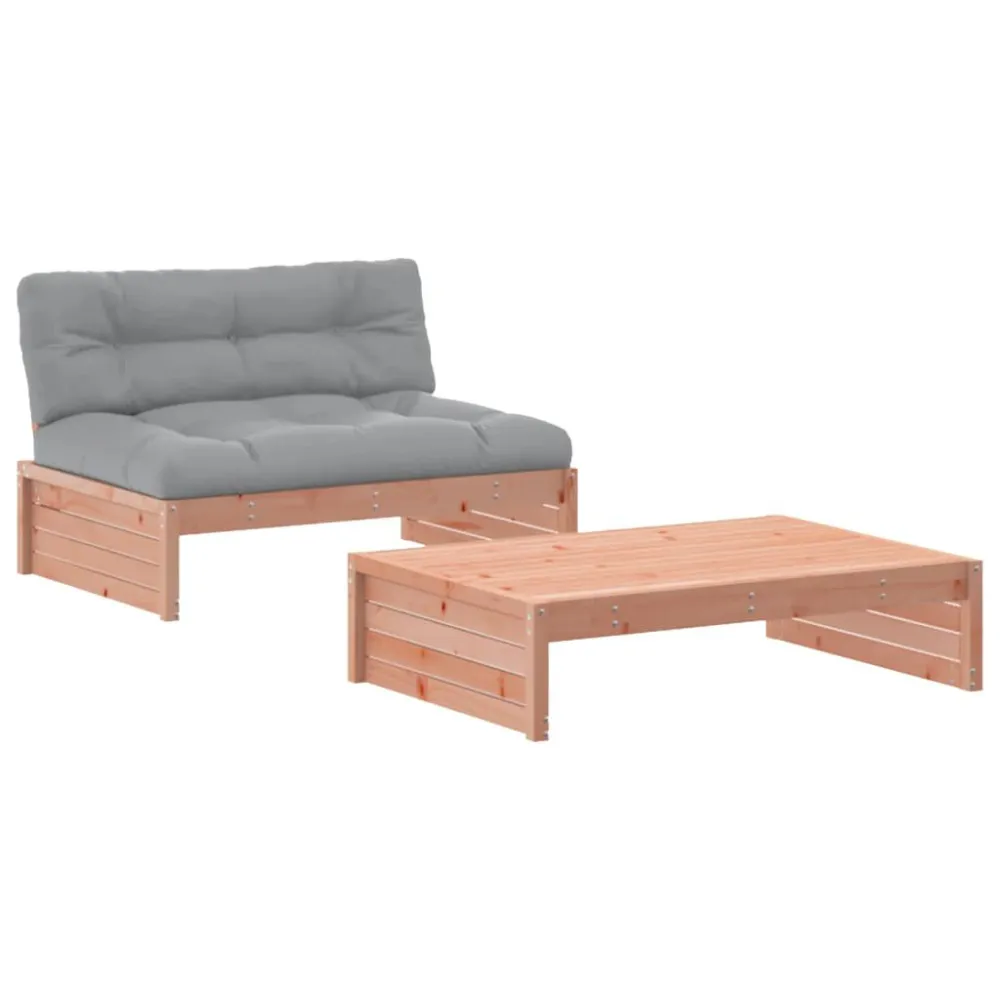 Premium Resina Sintetica Set Divani Giardino 2 pz con Cuscini Legno Massello di Douglas