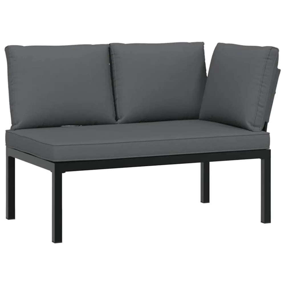 Premium Resina Sintetica Set Divani da Giardino 5 pz con Cuscini Alluminio Nero