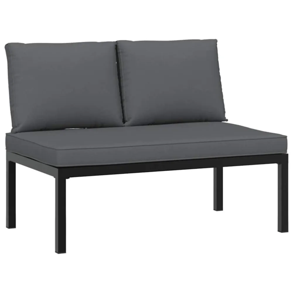 Premium Resina Sintetica Set Divani da Giardino 5 pz con Cuscini Alluminio Nero