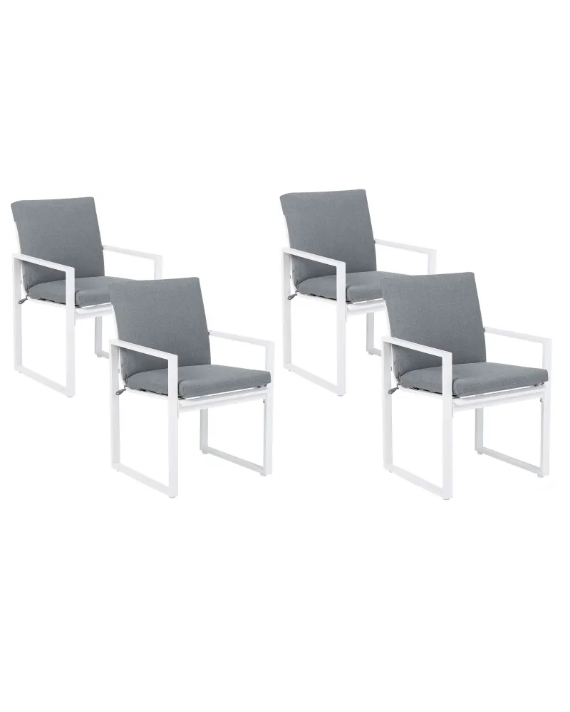 Premium Resina Sintetica Set di 4 sedie da giardino con cuscini PANCOLE Tessuto Grigio