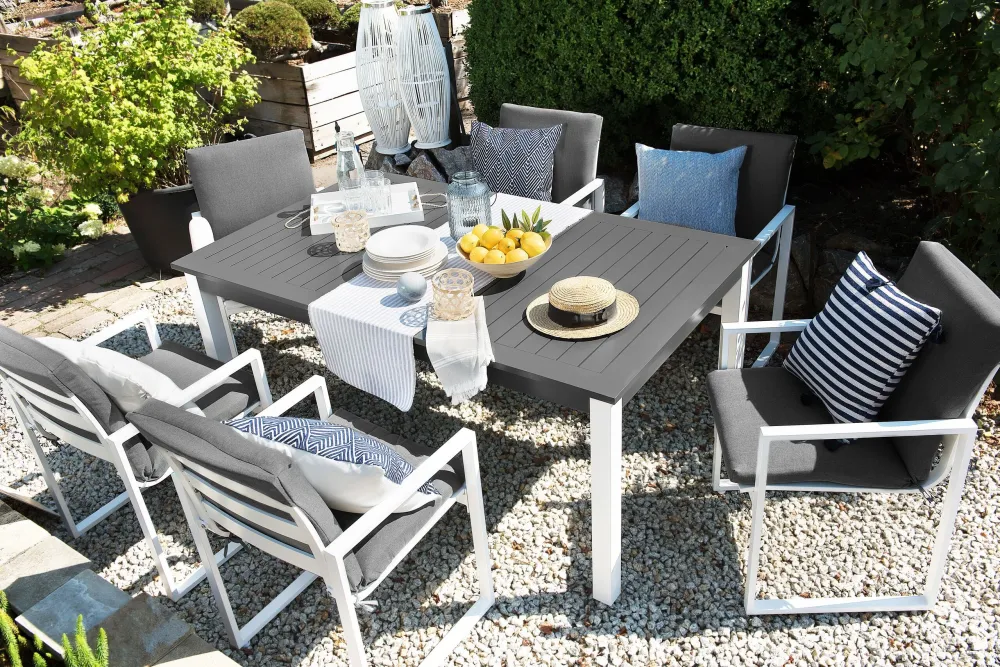 Premium Resina Sintetica Set di 4 sedie da giardino con cuscini PANCOLE Tessuto Grigio