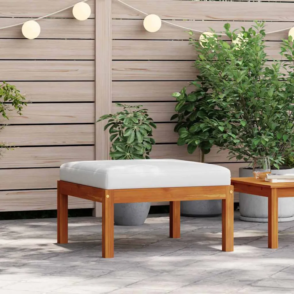Premium Resina Sintetica Sgabello da Giardino con Cuscino Massello d'Acacia