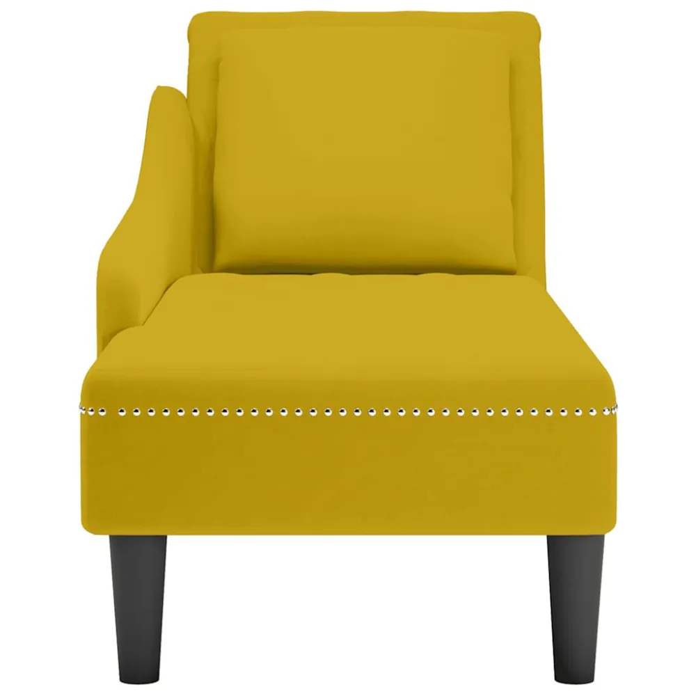 Sdraio con Cuscino e Bracciolo Destro Velluto Giallo per Relax all'Aperto