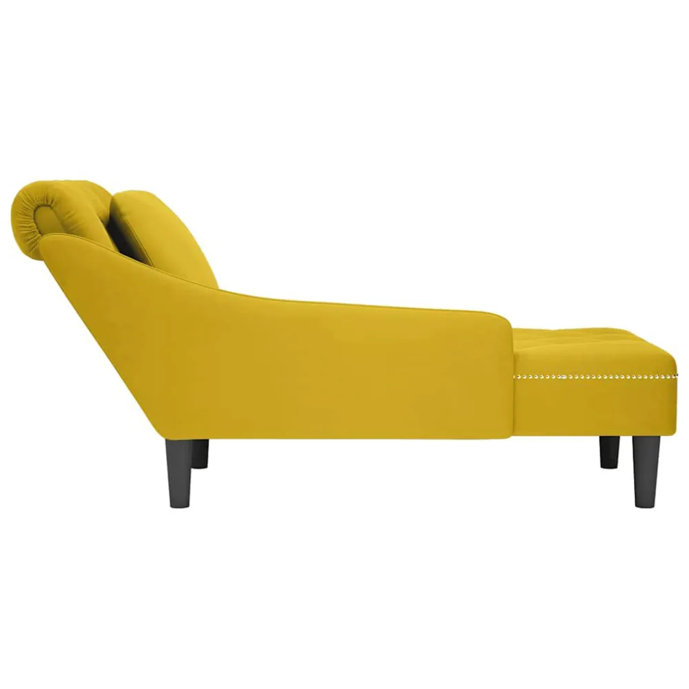 Sdraio con Cuscino e Bracciolo Destro Velluto Giallo per Relax all'Aperto