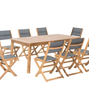 8 Seater Acacia Garden Dining Set Light Wood CESANA per Relax all'Aperto