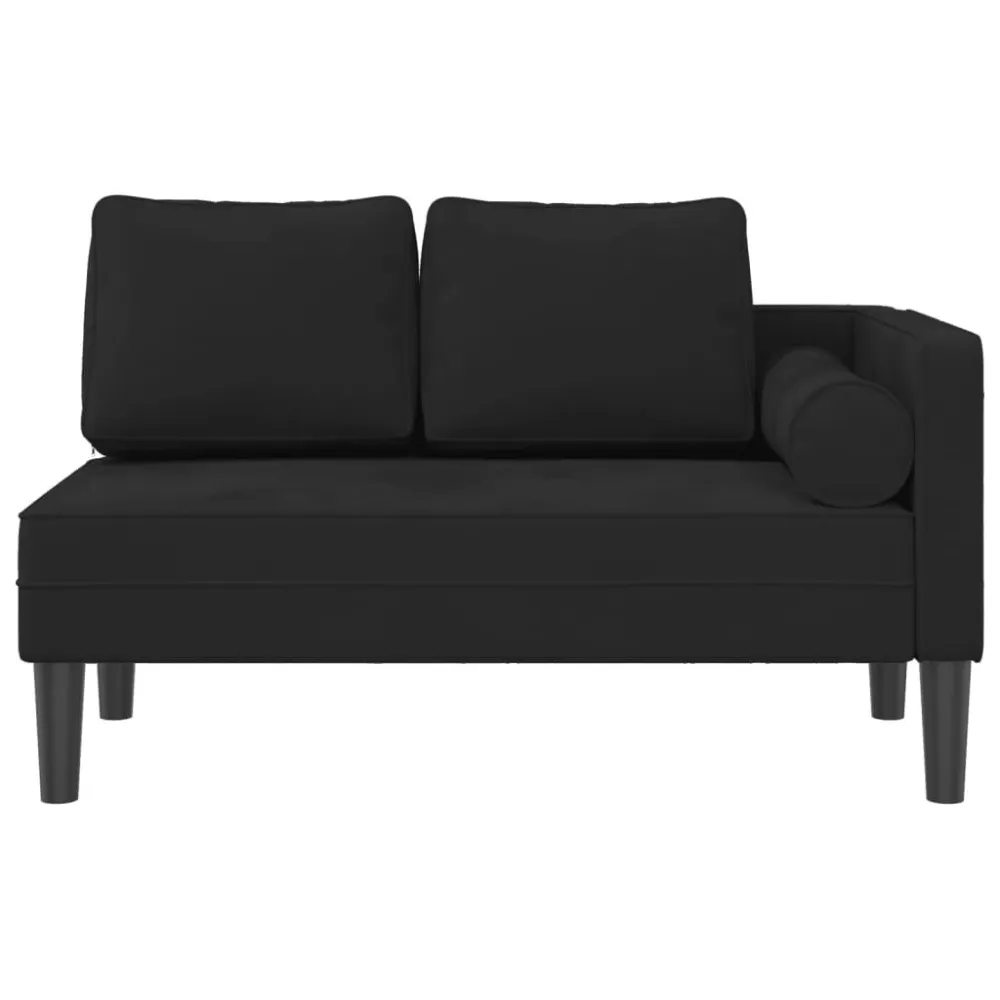 Sedia con Braccioli Chaise Lounge con Cuscini Nero Velluto