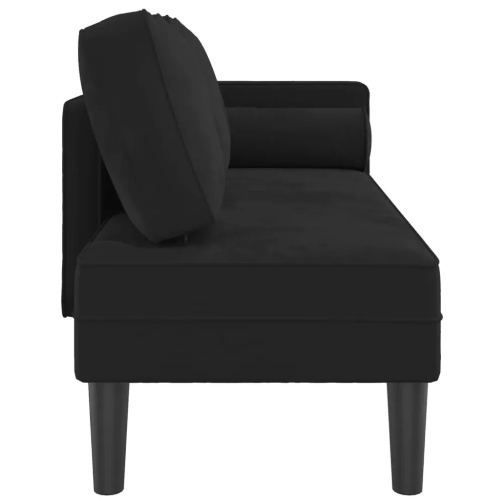 Sedia con Braccioli Chaise Lounge con Cuscini Nero Velluto
