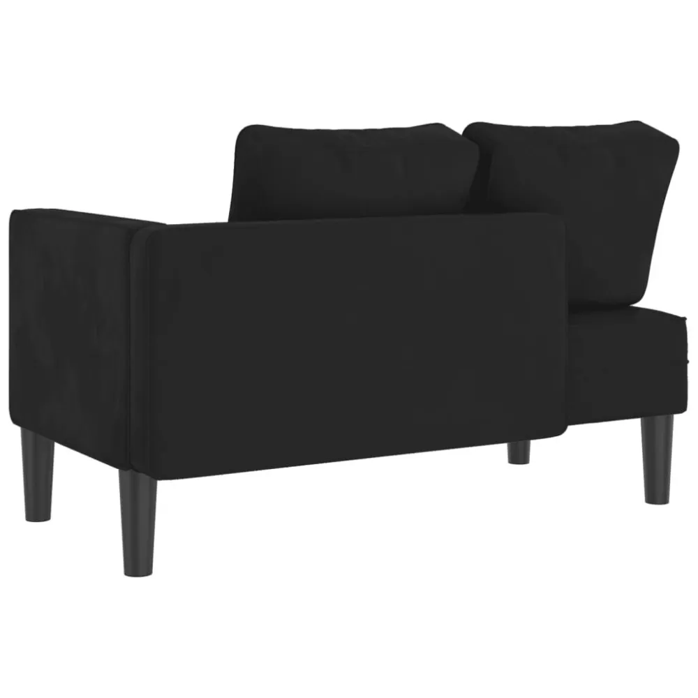 Sedia con Braccioli Chaise Lounge con Cuscini Nero Velluto