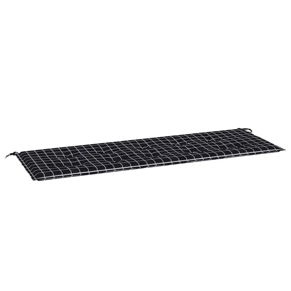 Sedia con Braccioli Cuscino Panca Giardino Quadri Nero 150x50x3 cm Tessuto Oxford
