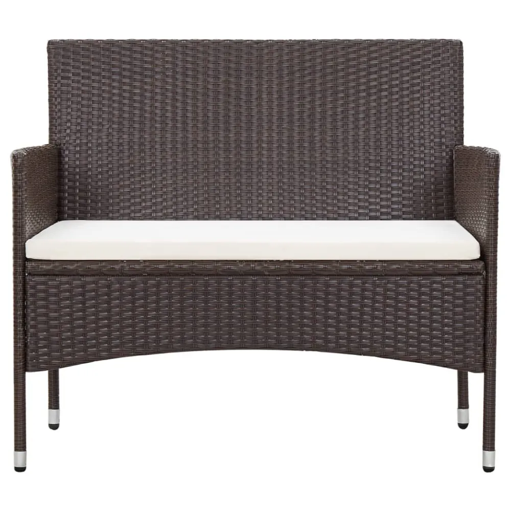 Sedia con Braccioli Panchina da Giardino con Cuscino Polyrattan Marrone