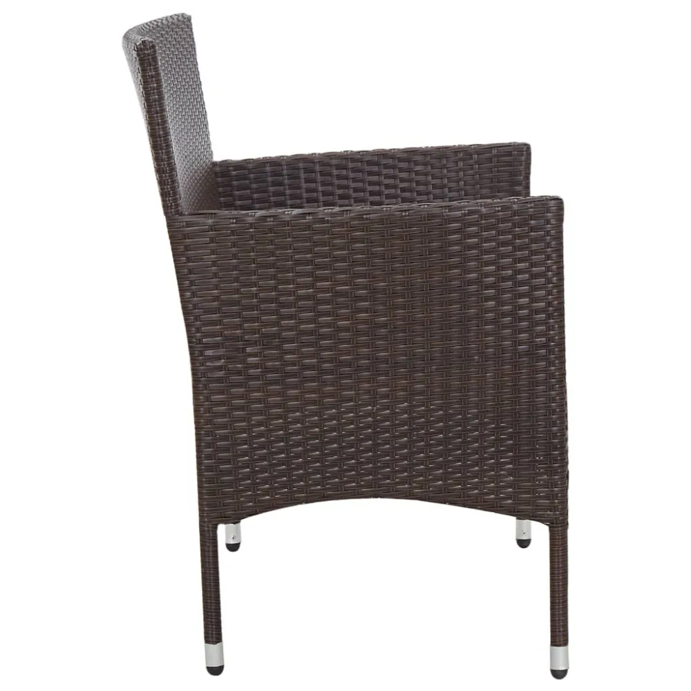 Sedia con Braccioli Panchina da Giardino con Cuscino Polyrattan Marrone