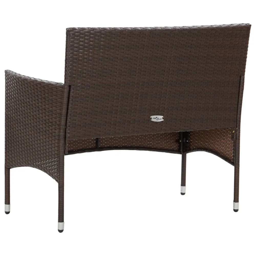 Sedia con Braccioli Panchina da Giardino con Cuscino Polyrattan Marrone