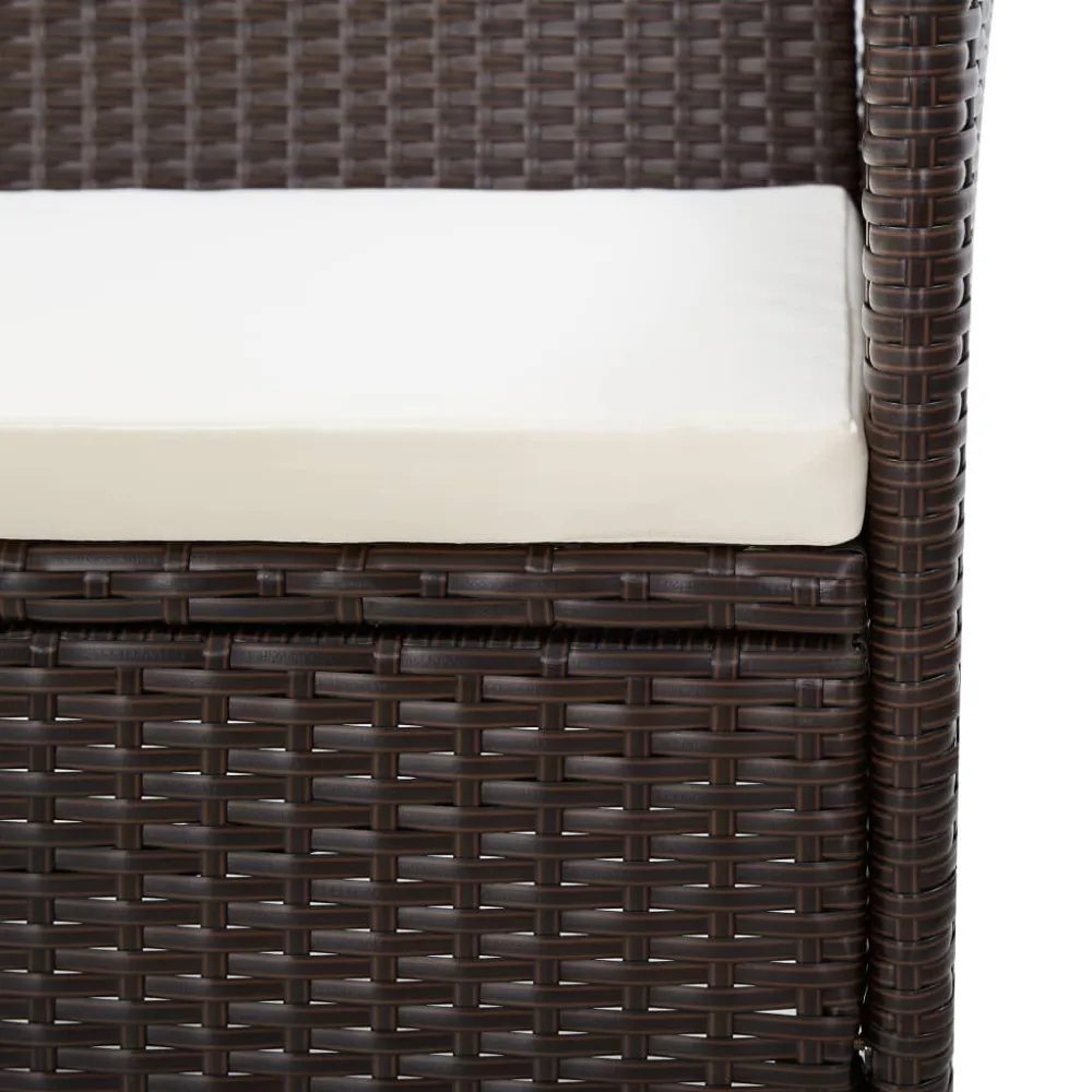 Sedia con Braccioli Panchina da Giardino con Cuscino Polyrattan Marrone