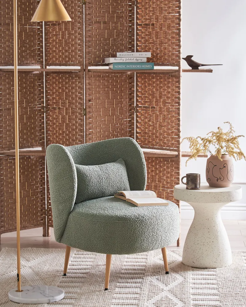 Sedia con Braccioli Poltrona OTSBY II con cuscino Bouclé Verde