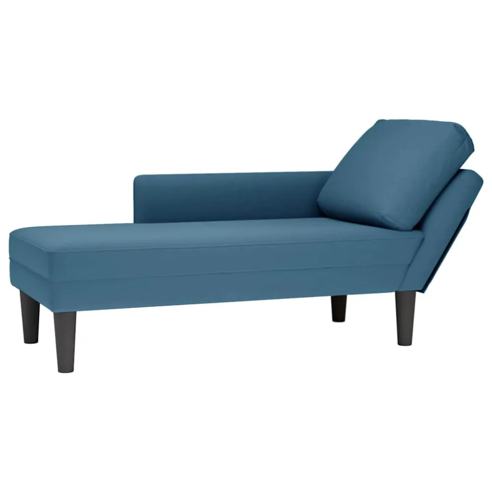 Sedia con Braccioli Sdraio con Cuscino e Bracciolo Destro Velluto Blu
