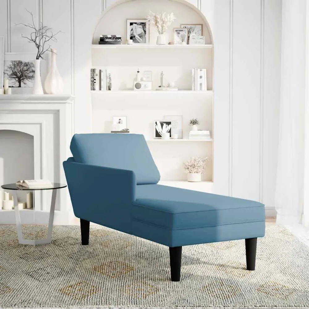 Sedia con Braccioli Sdraio con Cuscino e Bracciolo Destro Velluto Blu