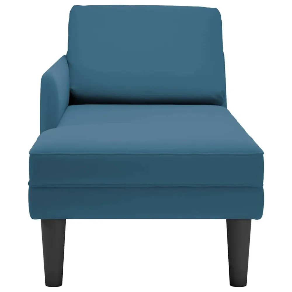 Sedia con Braccioli Sdraio con Cuscino e Bracciolo Destro Velluto Blu